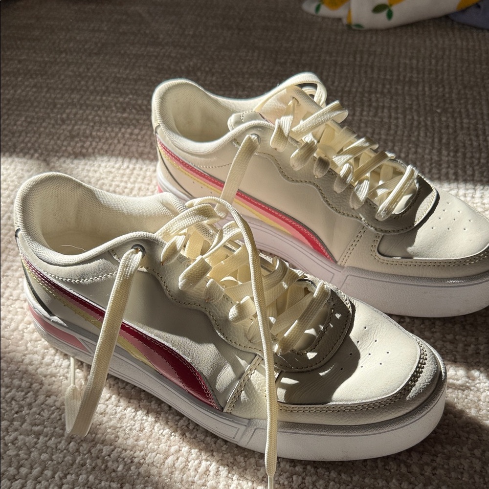 Women's Cream and Pink Sneakers- Puma